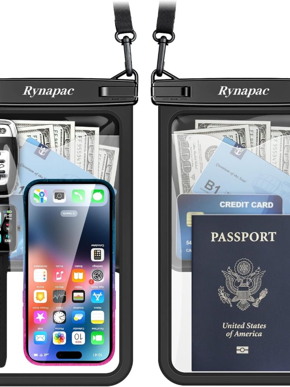 Large Waterproof Phone Pouch Up to 10", 2 Pack Protector Pouch